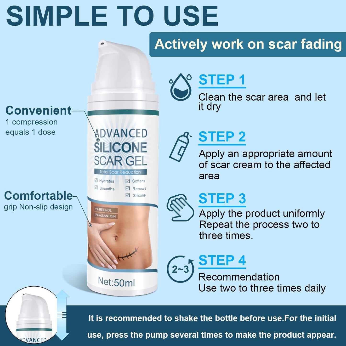 Skin & Doc Advanced Silicone Scar Gel - Clinically Proven Scar Reduction